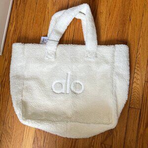 NWT ALO Yoga large ivory white sherpa tote bag
